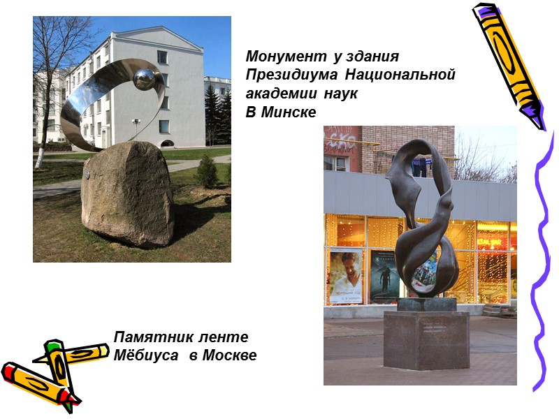 Монумент у здания Президиума Национальной  академии наук В Минске Памятник ленте Мёбиуса 